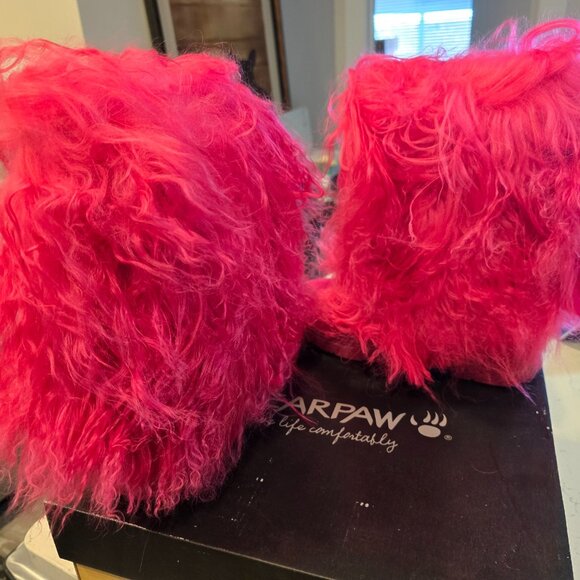 Bearpaw Boetis II Real Lamb Fur Boots Size 7 Women's Electric Pink New in Box - Picture 8 of 15